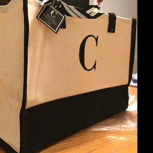 Mud Pie "C" Initial Embroidered Canvas Tote